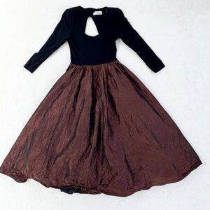 VTG 80s RICKI LANG for Nuit Ball Gown Woven Crinkled-Skirt Whimsigoth Womens 12